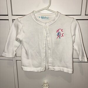Feltman Brothers embroidered “E” cardigan- 9M